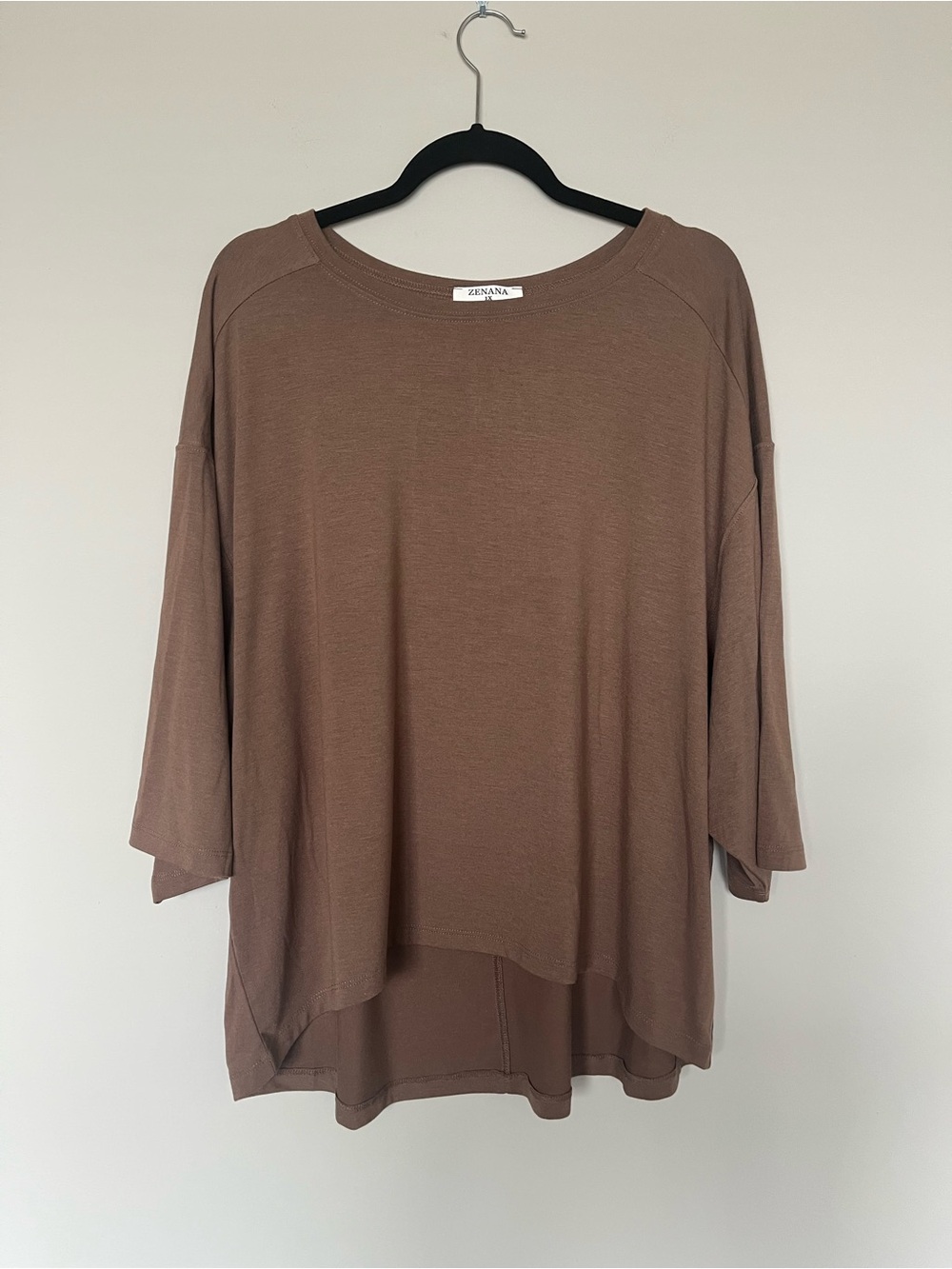 Zenana Outfitters Taupe/Brown Oversized Drop-Shoulder Long Sleeve Top